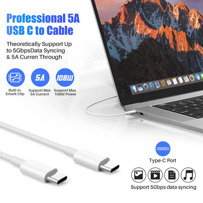 Mac Book Pro Charger - 108W USB C Fast Charger Power Adapter for MacBook Pro, MacBook Air, New iPad Pro and Other USB C Device, Include 7.2ft USB C to C Cable