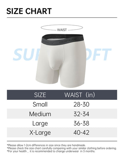 COLORFULLEAF Mens Underwear Soft Bamboo Rayon Boxer Briefs Breathable Open Fly Underwear Multipack(4,Black,Medium)