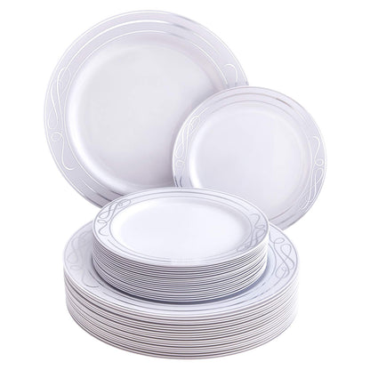 Heavy Duty Plastic Dinner Plates Set - 40 Pieces