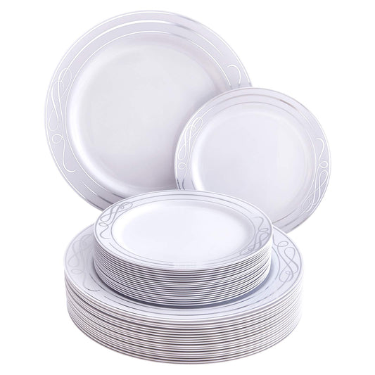 Heavy Duty Plastic Dinner Plates Set - 40 Pieces