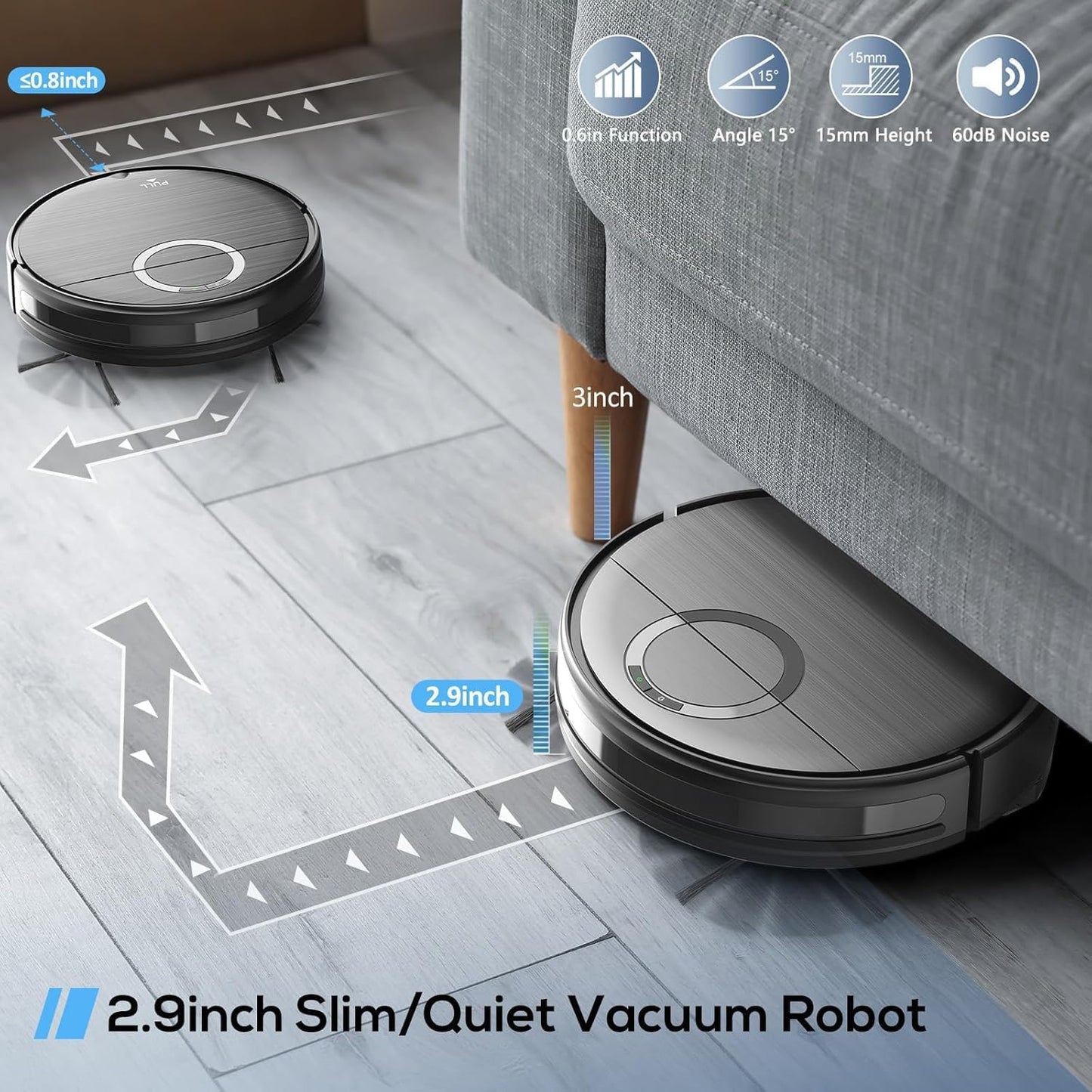 Robot Vacuum and Mop Combo with Wi-Fi Control