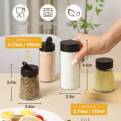 Glass Salt and Pepper Shakers Set of 4