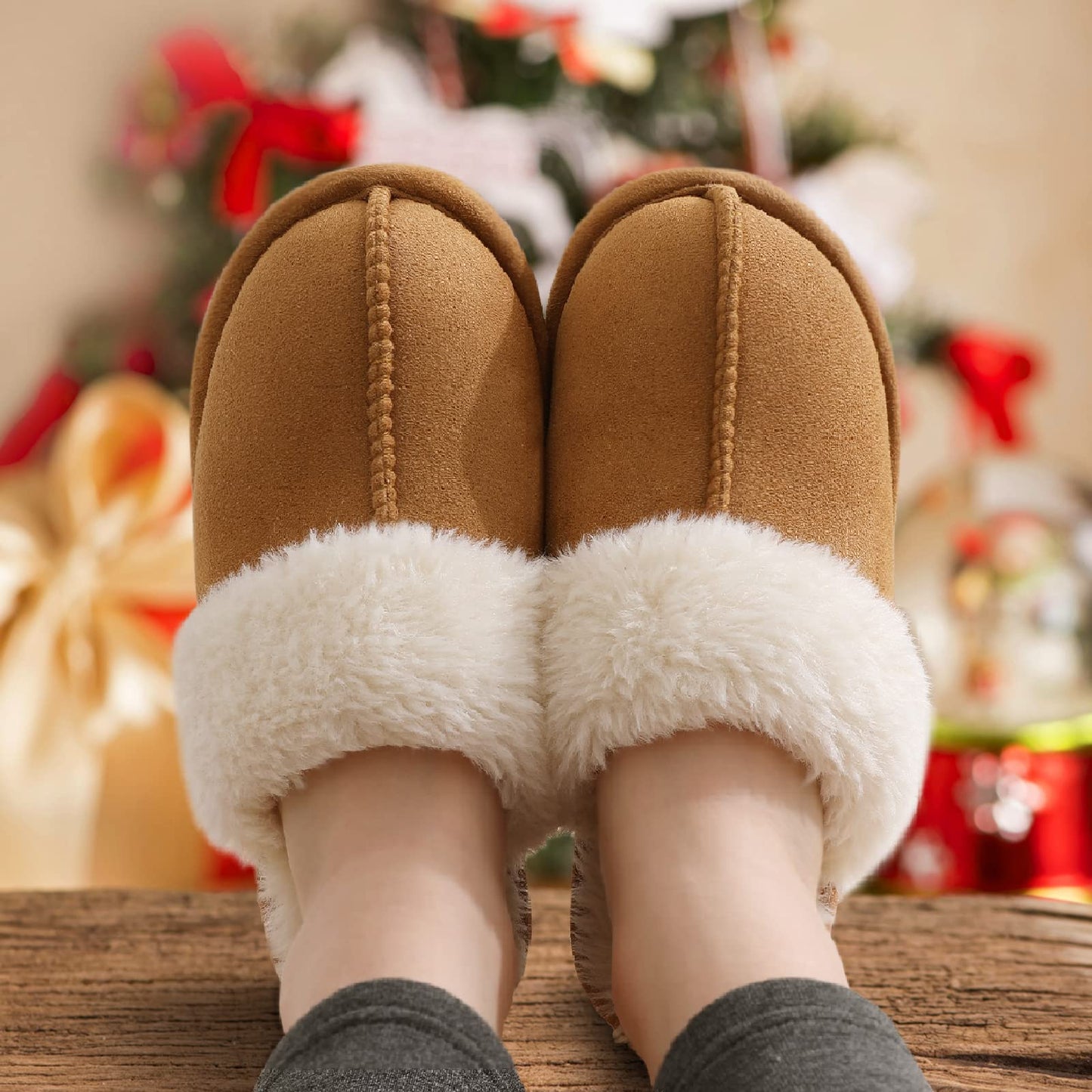 Litfun Fuzzy Memory Foam Slippers for Women