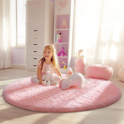 Round Shaggy Area Rug for Kids' Rooms