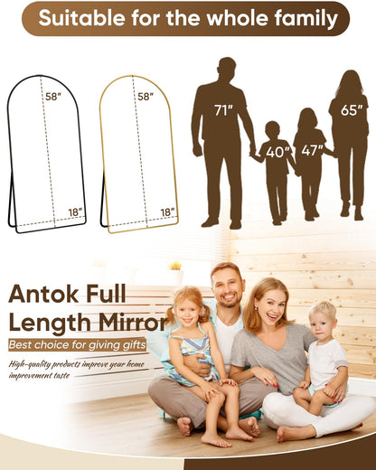 Arched Gold Full Length Floor Mirror 58"x21"