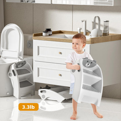 Kids Step Stool for Bathroom and Potty Training, Anti-Slip, Anti-Tip A-Frame Design with 10-Second Setup- Potty 2 Step Stool for Toddlers Wide Steps, CPC Certified for Safety and Easy Hand Washing