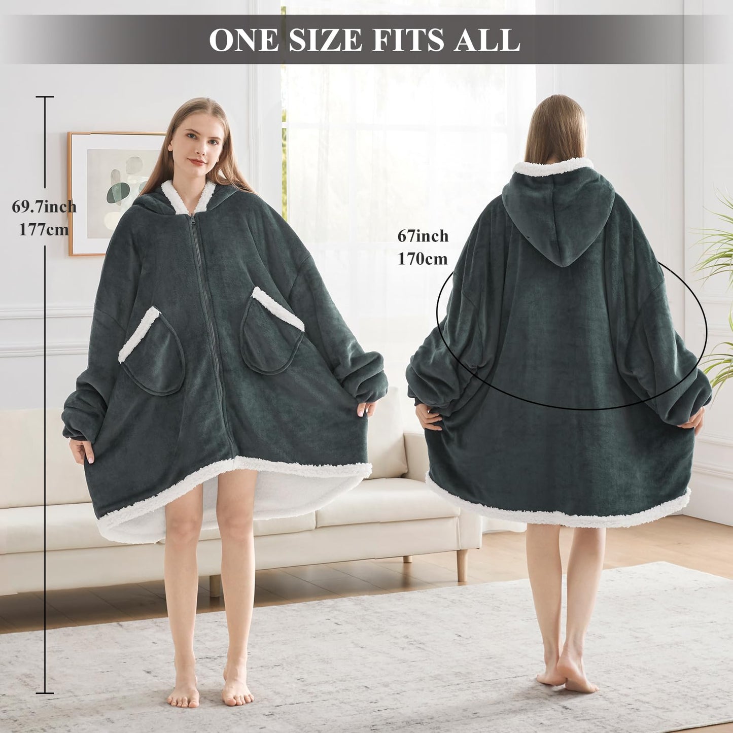 Topcee Oversized Sherpa Fleece Hoodie Blanket