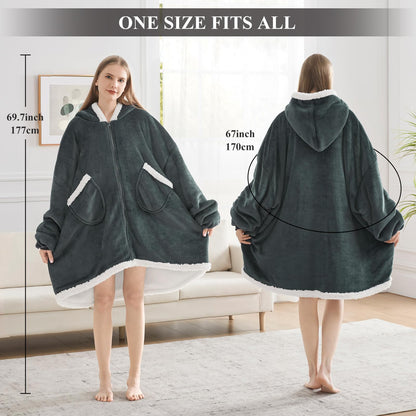 Topcee Oversized Sherpa Fleece Hoodie Blanket
