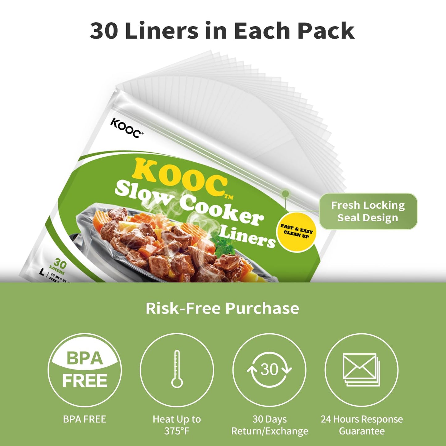 KOOC Disposable Slow Cooker Liners 30 Count