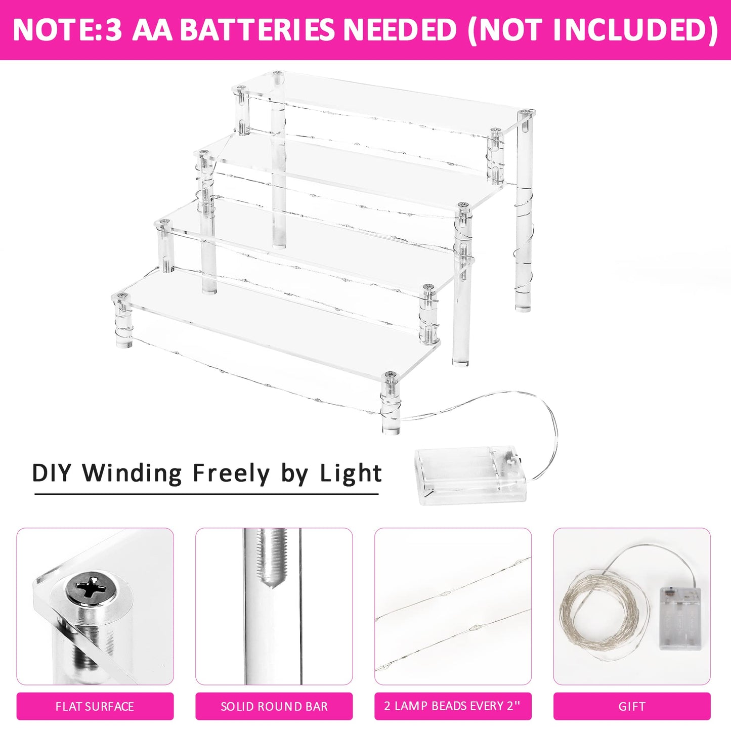4-Tier Acrylic Display Shelf for Cakes and More