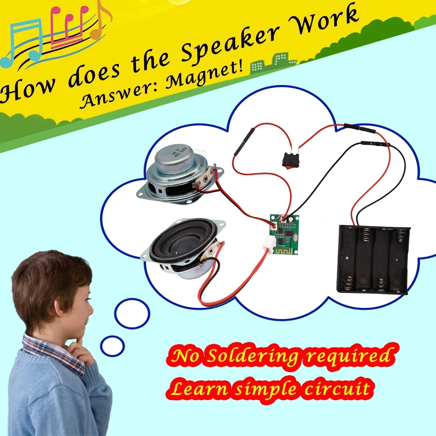 STEM Kits for Kids Age 8-10-12-14 - Build Your Own Bluetooth Speaker Kit - Science & Puzzle Kits for Kids - Stem Toys for Boys & Girls - Snap Circuits Gift for Teens Boys & School Projects (Model OWL)