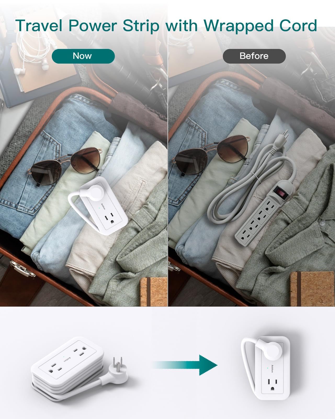 Travel Power Strip with USB Ports by Addtam