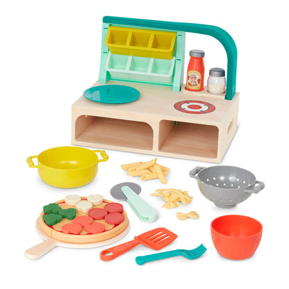 B. toys- Mini Chef - Pizza-n-Pasta Playset- Pretend Play Pizza & Pasta Play Set – Play Food & Role-Play Accessories- Food Toys for Kids – 3 Years +