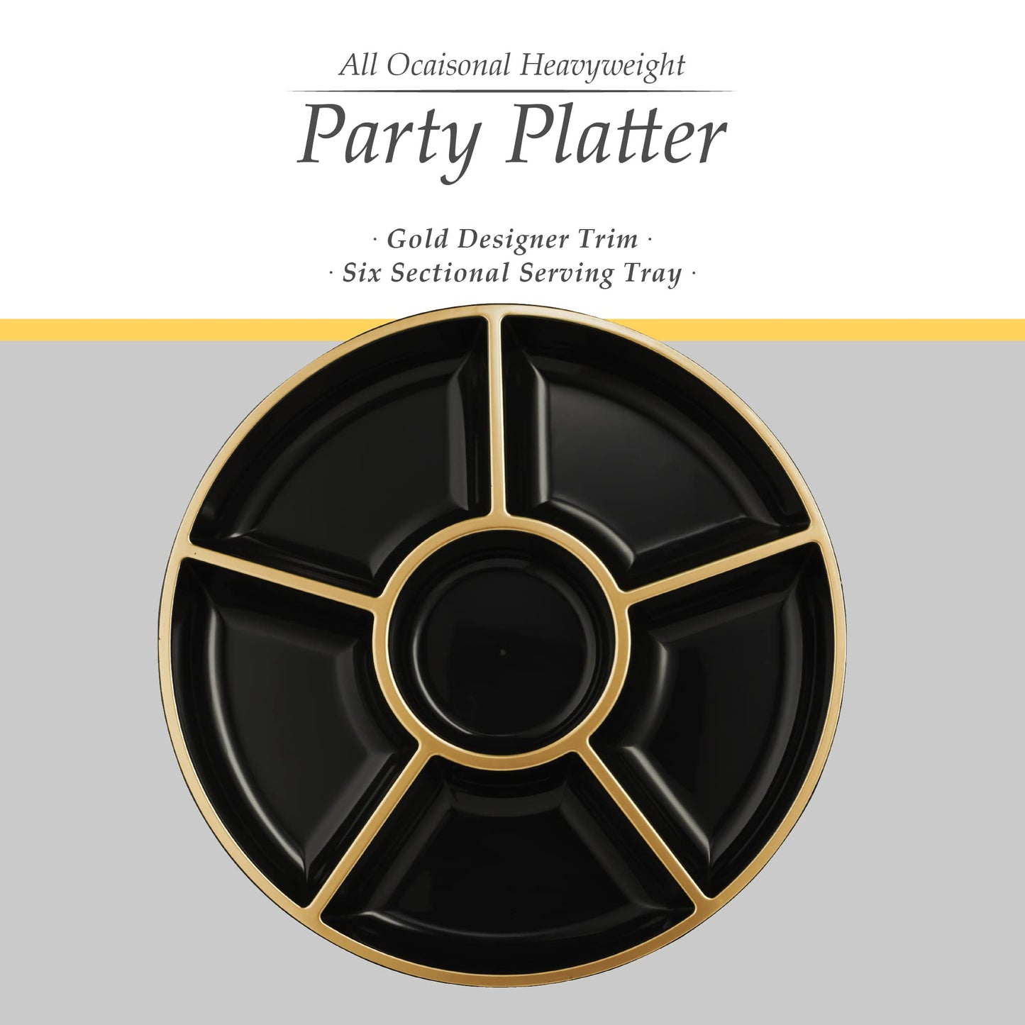 6-Section Round Plastic Serving Tray Set of 2
