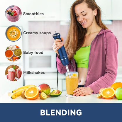 Immersion Blender Handheld 5 in 1 Hand Blender, 1000W Hand Mixer Stick, BPA-Free 12 Speed Handheld Blender 304 Stainless, Beaker, Chopper, Whisk and Milk Frother, Soup, Smoothies, Baby Food, Sauce