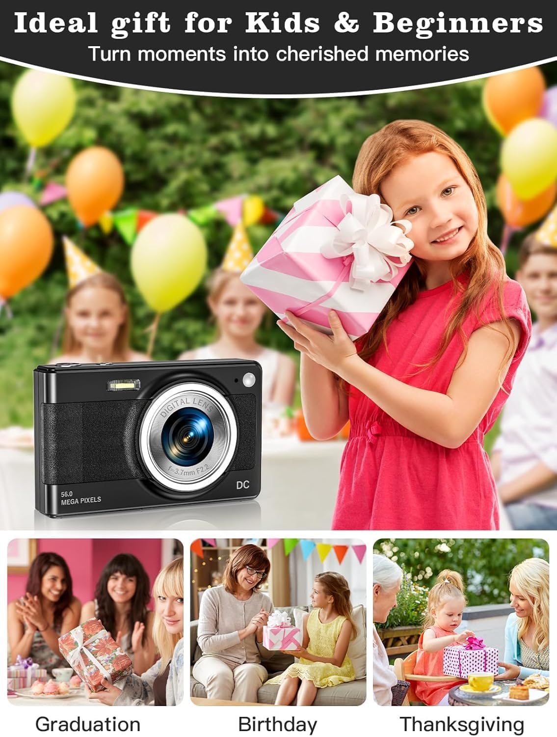 56MP FHD Kids Digital Camera with Zoom