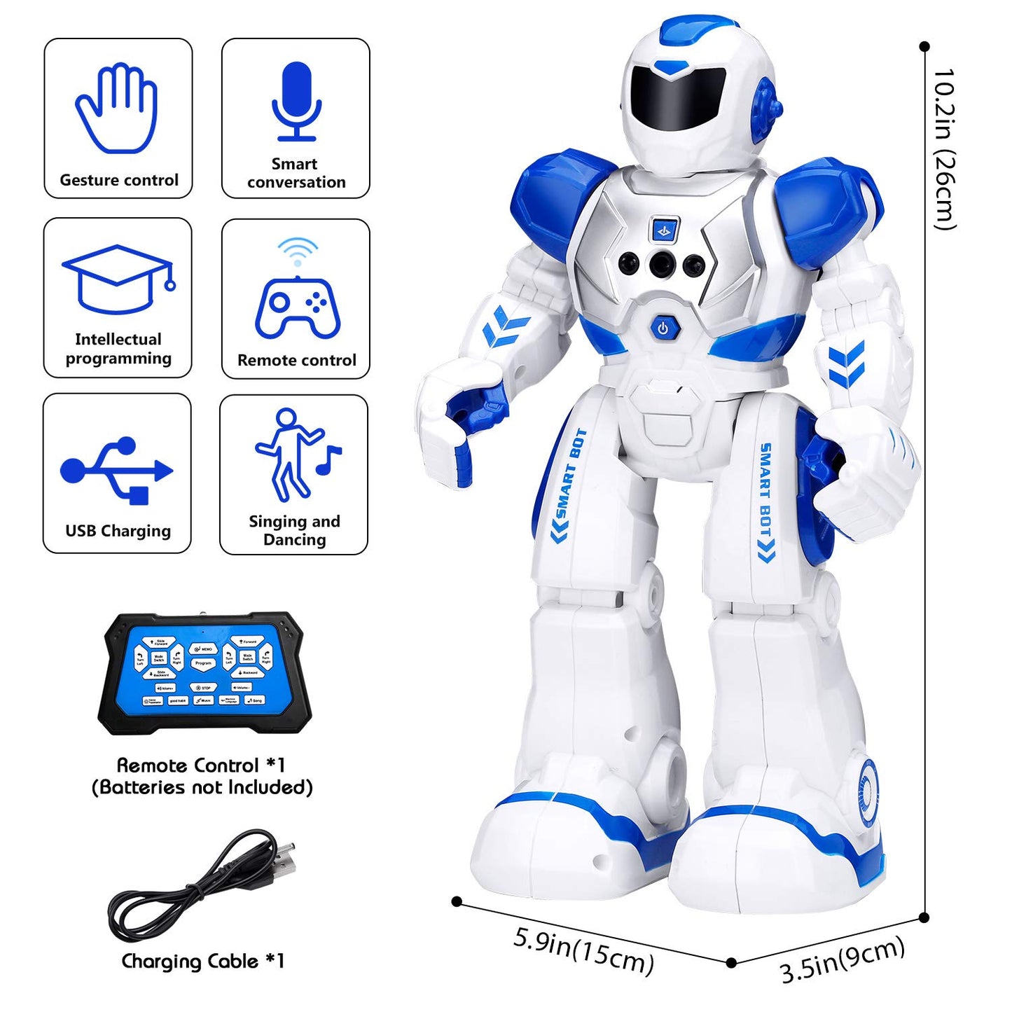 KingsDragon Robots Toy for Kids, RC Gesture Sensing Toy, Interactive Walking Singing Dancing Robot Birthday Presents for Boys Girls Age 6 7 8 9 Years Old