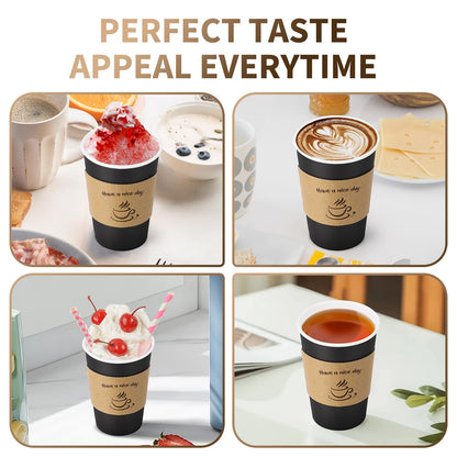 AIRE 100 Pack 16 oz Coffee Cups with Lids, Disposable Coffee Cups for Hot & Cold Drinks, To Go Coffee Cups with Lids for Coffee, Tea, Chocolate, Juice, Insulated Paper Coffee Cups