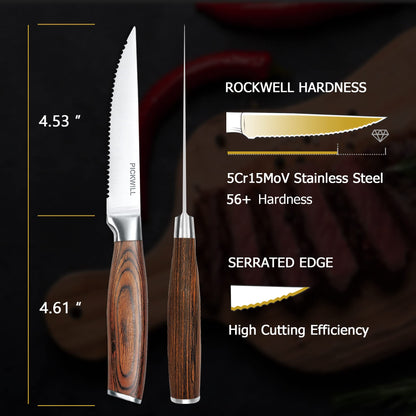 PICKWILL 4-Piece High Carbon Steak Knife Set