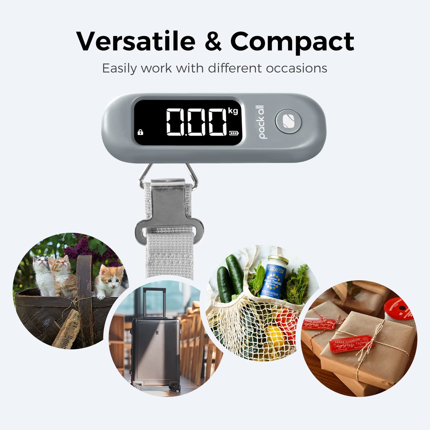 Digital Luggage Scale with LCD Display, 110 lbs