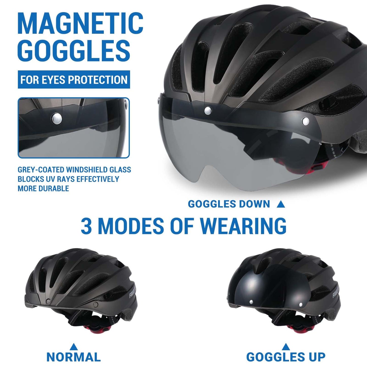 Favoto Bike Helmet with Light and Goggles