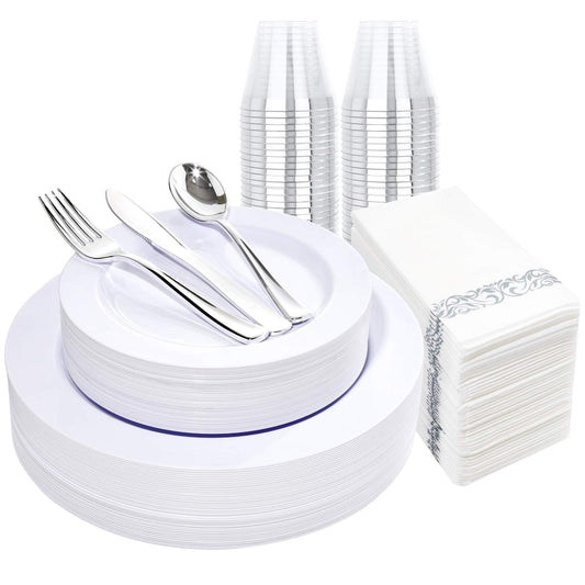 350-Piece Disposable Plates, Silverware & Cups Set For 50