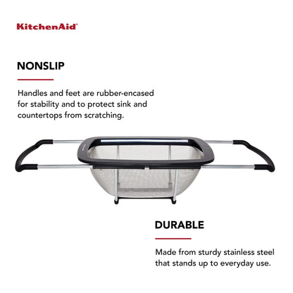 KitchenAid Expandable Stainless Steel Colander - Black