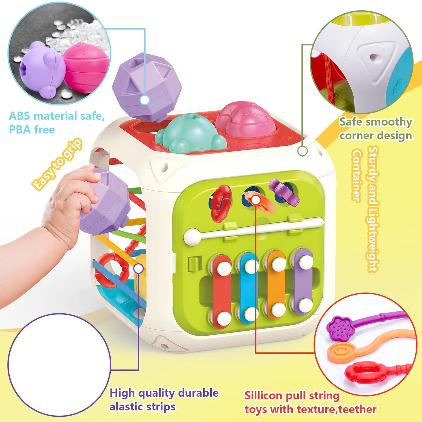 7-in-1 Baby Sensory Montessori Toys for 1 Year Old, Toddler Toys for 1 2 Year Old Boys Girls Gifts,Toddler hape sorter Developmental Learning Toys Birthday Gifts,Baby Toys 6-12-18 Months