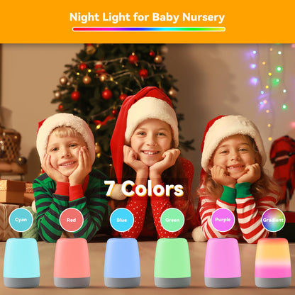 winshine Kids Night Light, 3 Way Dimmable Touch Night Light for Kids, 7 Colors Changing RGBW Rechargeable Portable Baby Night Light Lamp