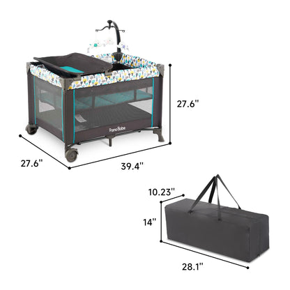 Pamo Babe Portable Crib for Baby, Portable Baby Playpen with Bassinet and Changing Table