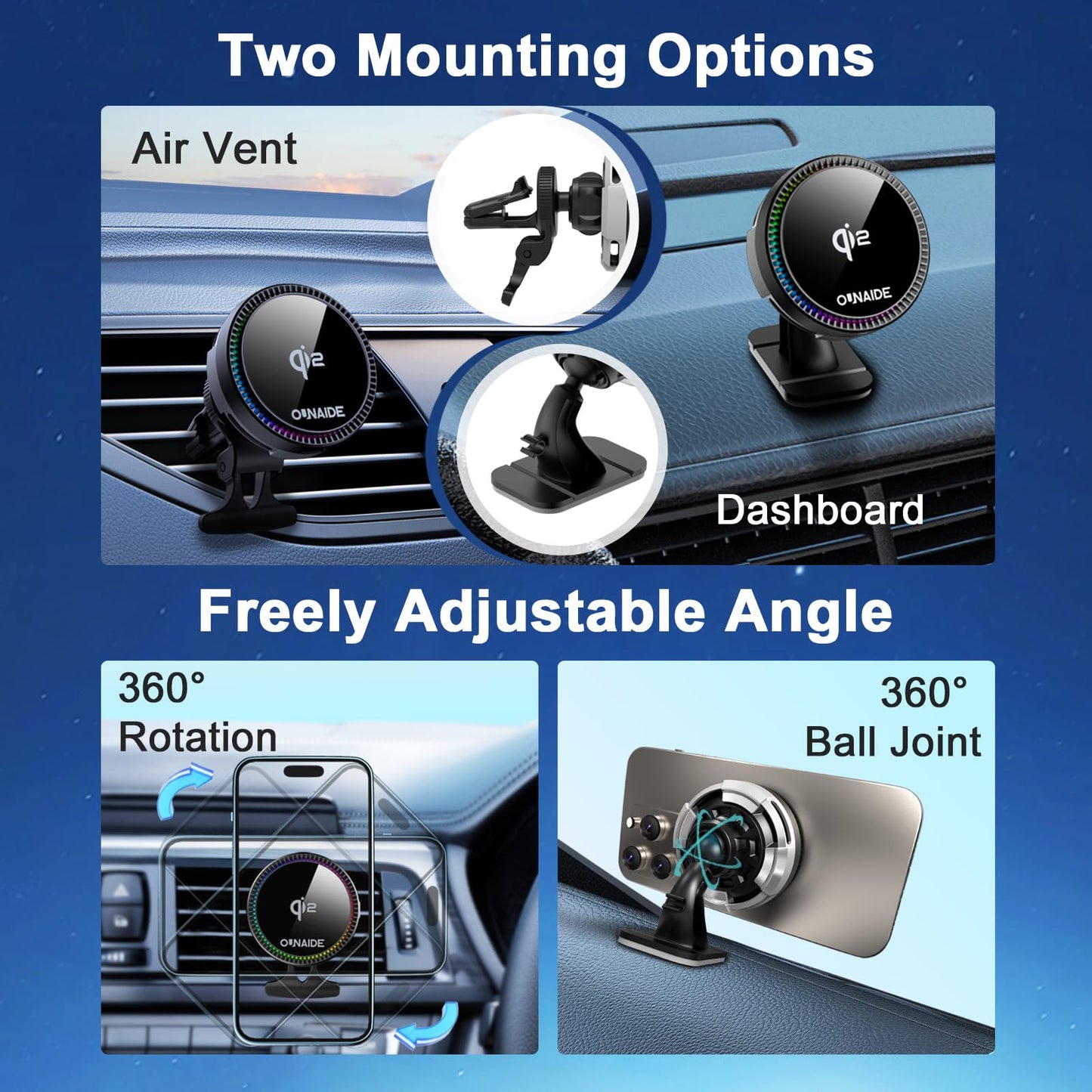 15W Magnetic Wireless Car Charger for iPhone