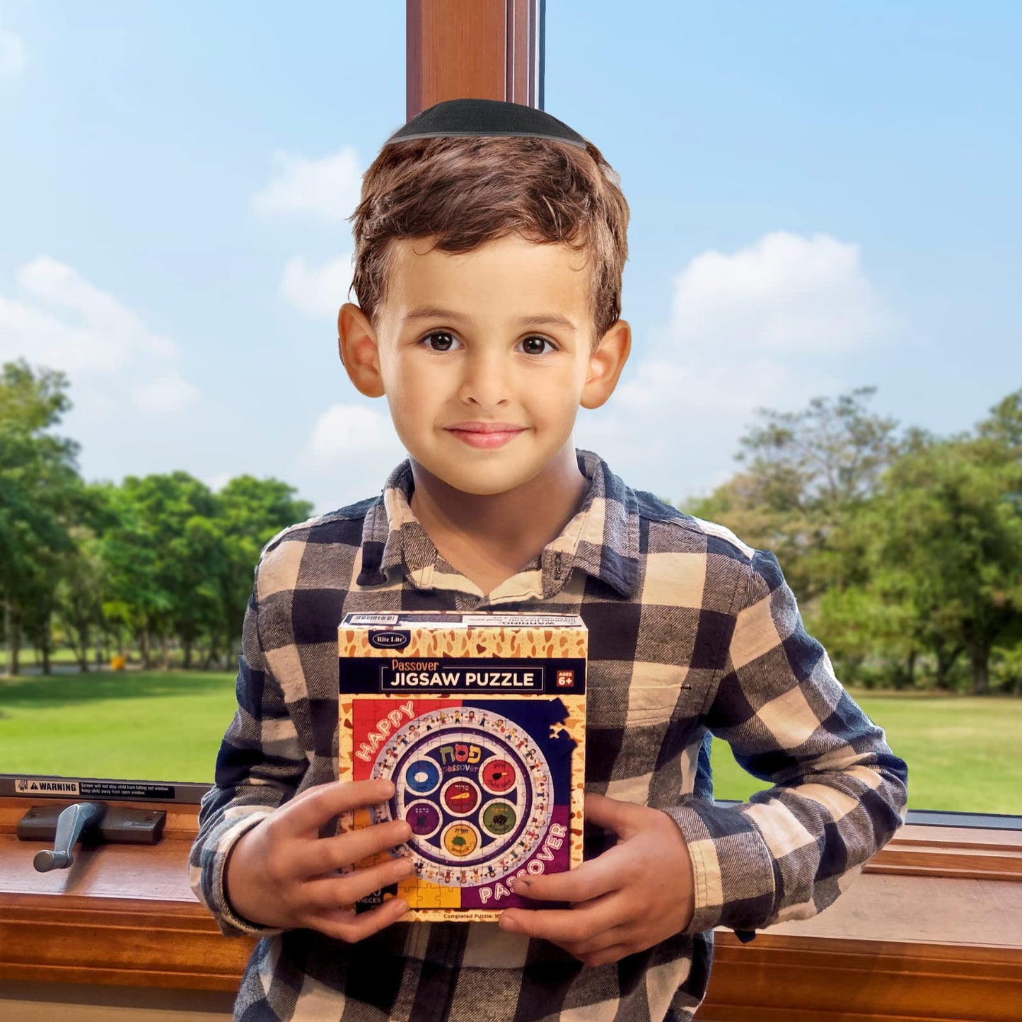 Rite Lite Passover Puzzle - 100 Piece Seder Plate Jigsaw Puzzle Toy Gift Sets Decor Dish Recipe Haggadah Hebrew & English Matzah Hebrew Jewish Holiday Party Favors for Kids Seder Pesach Judaism Gifts