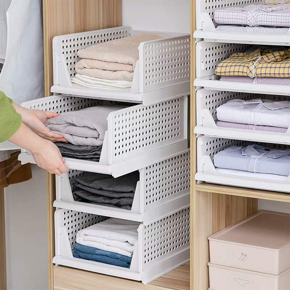 4 Pack Stackable Collapsible Closet Storage Bins