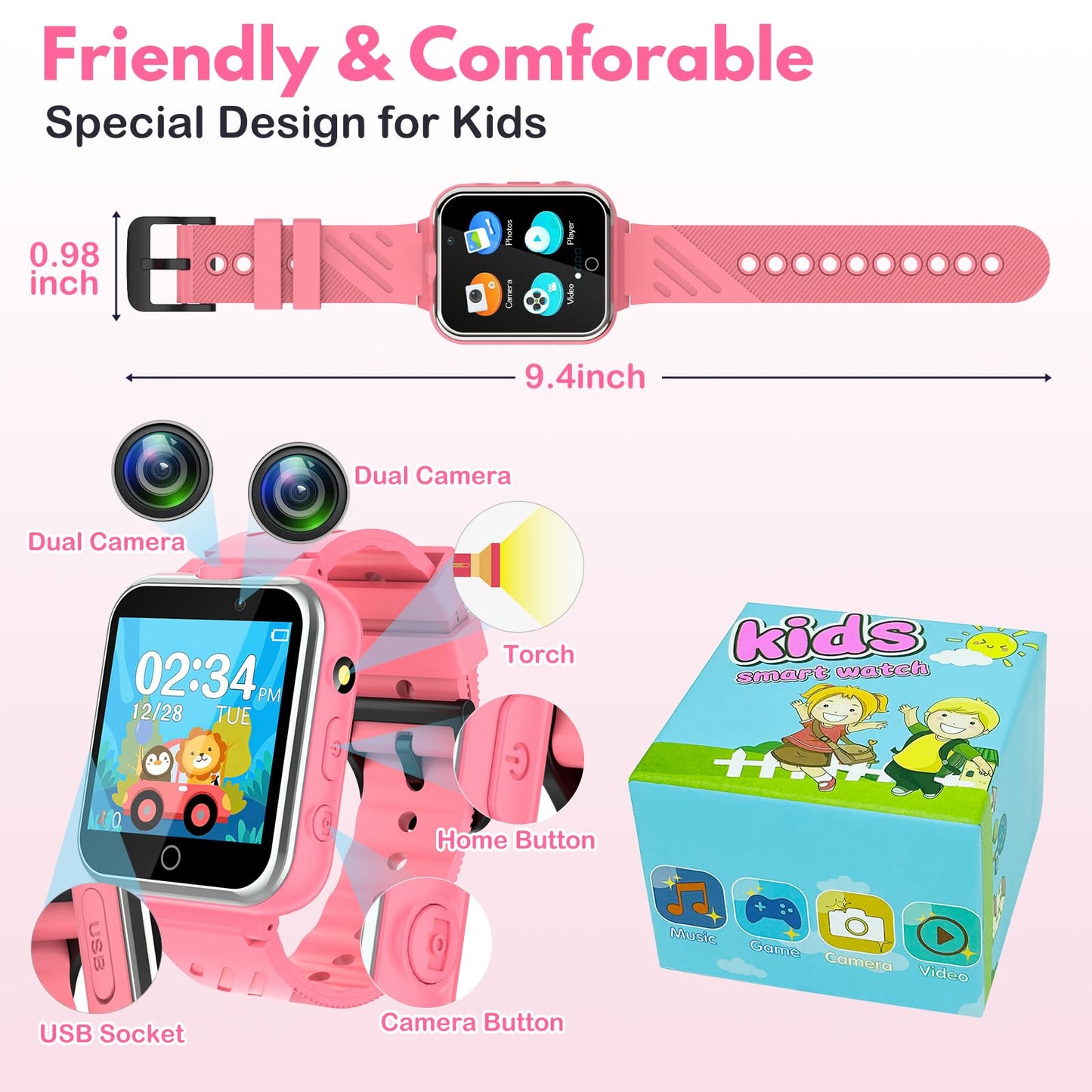 Kids Smart Watch with Games and Dual Camera