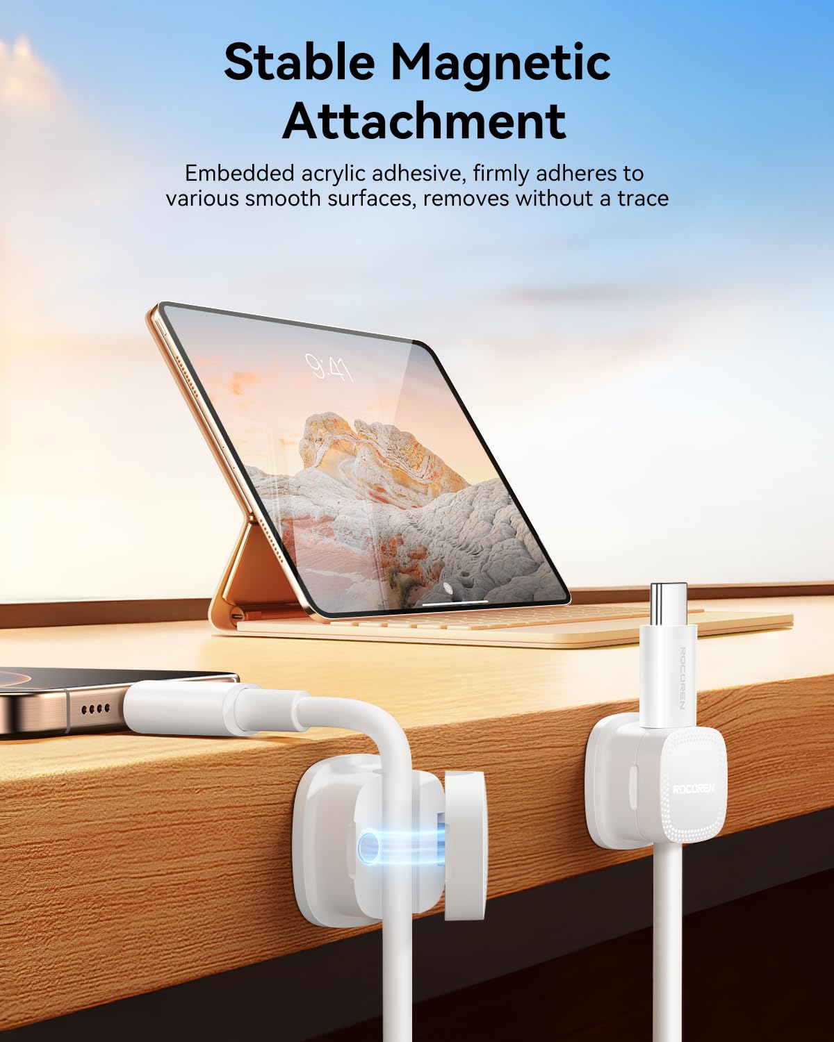 6-Pack Magnetic Cable Clips for Desk Organizer