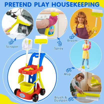 Kids Cleaning Toy Set with Cart for Toddlers