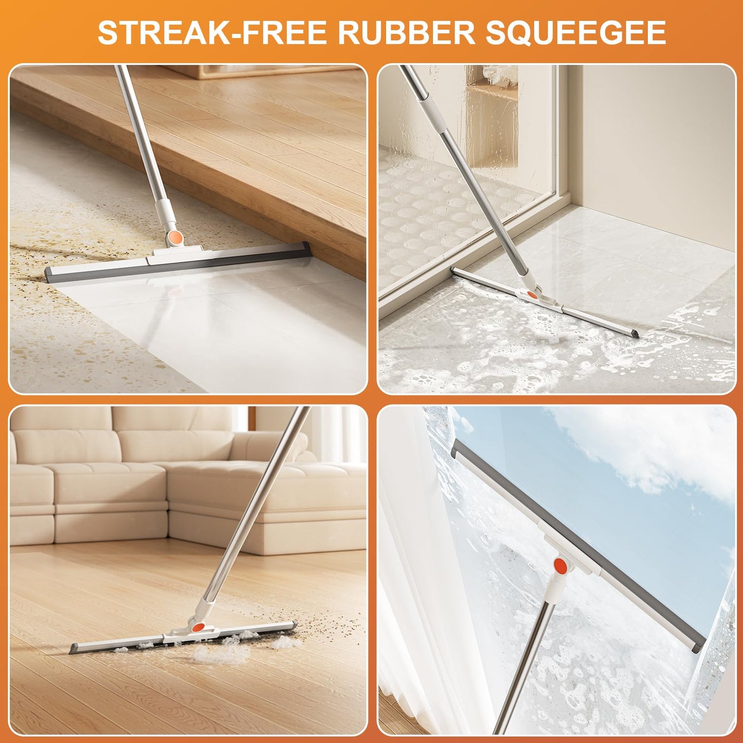 RONSUNG Floor Squeegee with Rotating Blade for Cleaning