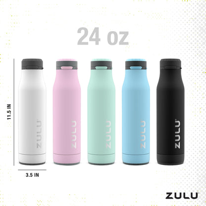 Zulu 24oz Vacuum Insulated Water Bottle with Chug Spout