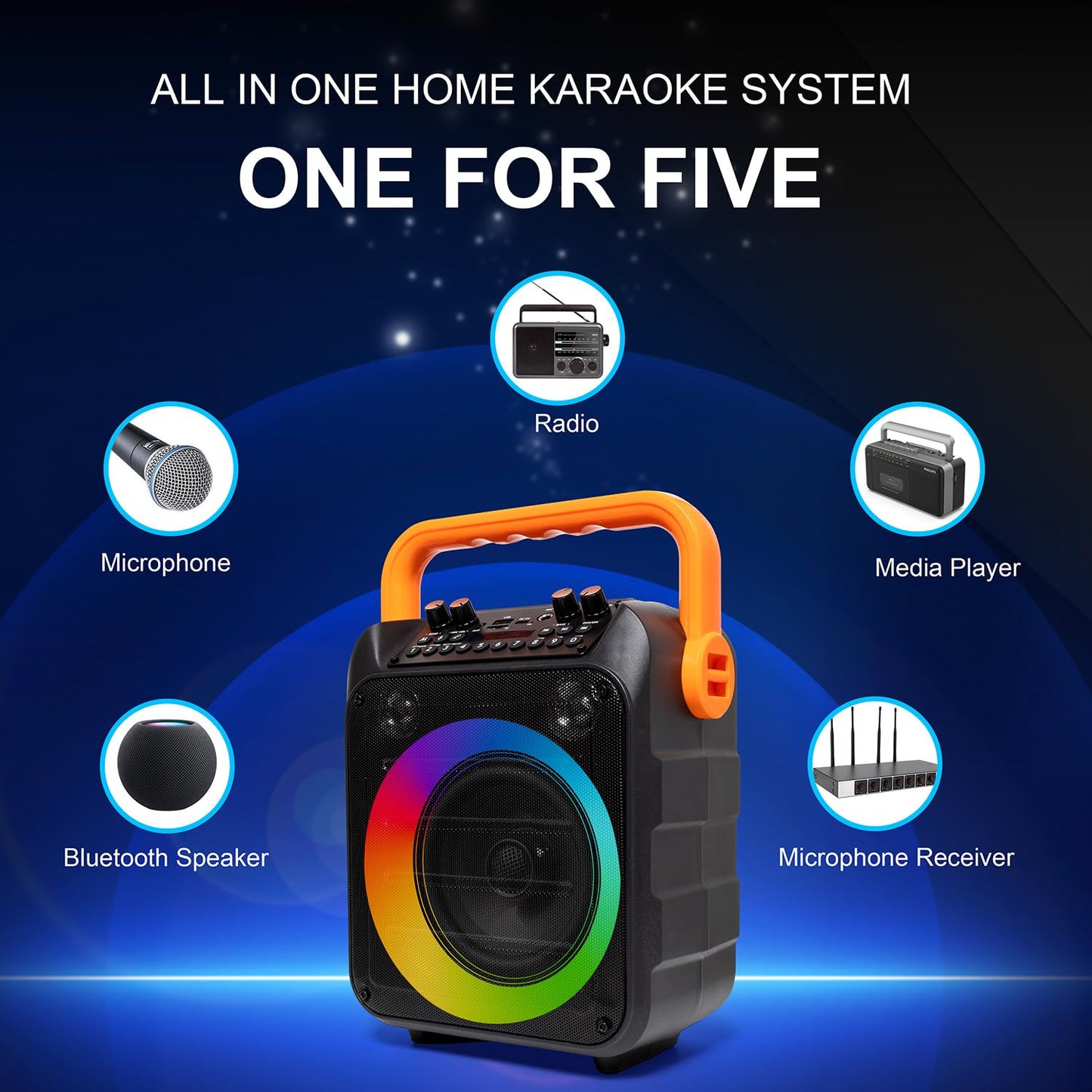 Karaoke Machine with 2 Wireless Microphones