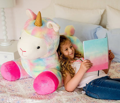 Giant Plush Stuffed Llamacorn with Interactive Surprise