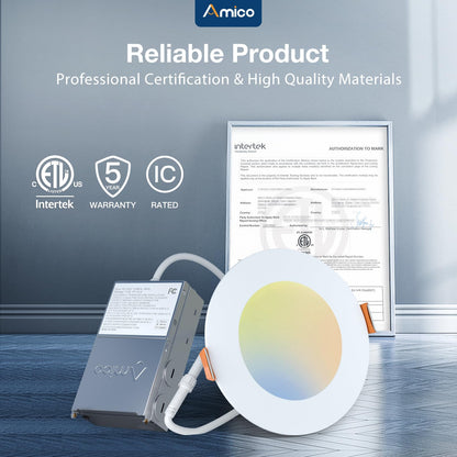 Amico 24 Pack Dimmable LED Recessed Lights
