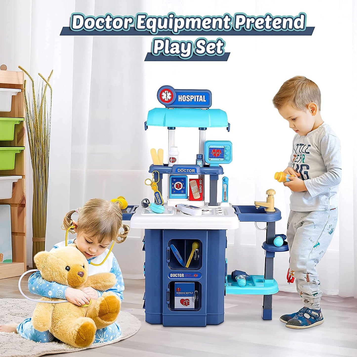 Toy Doctor Kit for Kids: Pretend Play Kids Doctor Set with Electronic Stethoscope Dress Up Doctor Costume Carrying Storage Case - Role Play Toys Medical Kit for Toddlers Boys Girls