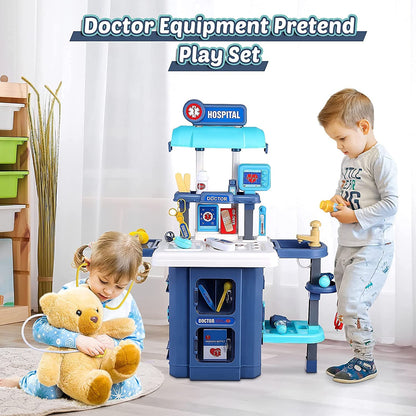 Toy Doctor Kit for Kids: Pretend Play Kids Doctor Set with Electronic Stethoscope Dress Up Doctor Costume Carrying Storage Case - Role Play Toys Medical Kit for Toddlers Boys Girls