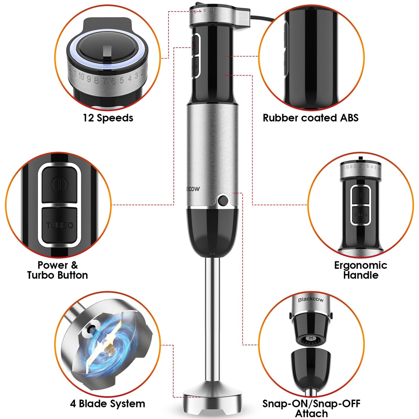 800W Handheld Electric Immersion Blender