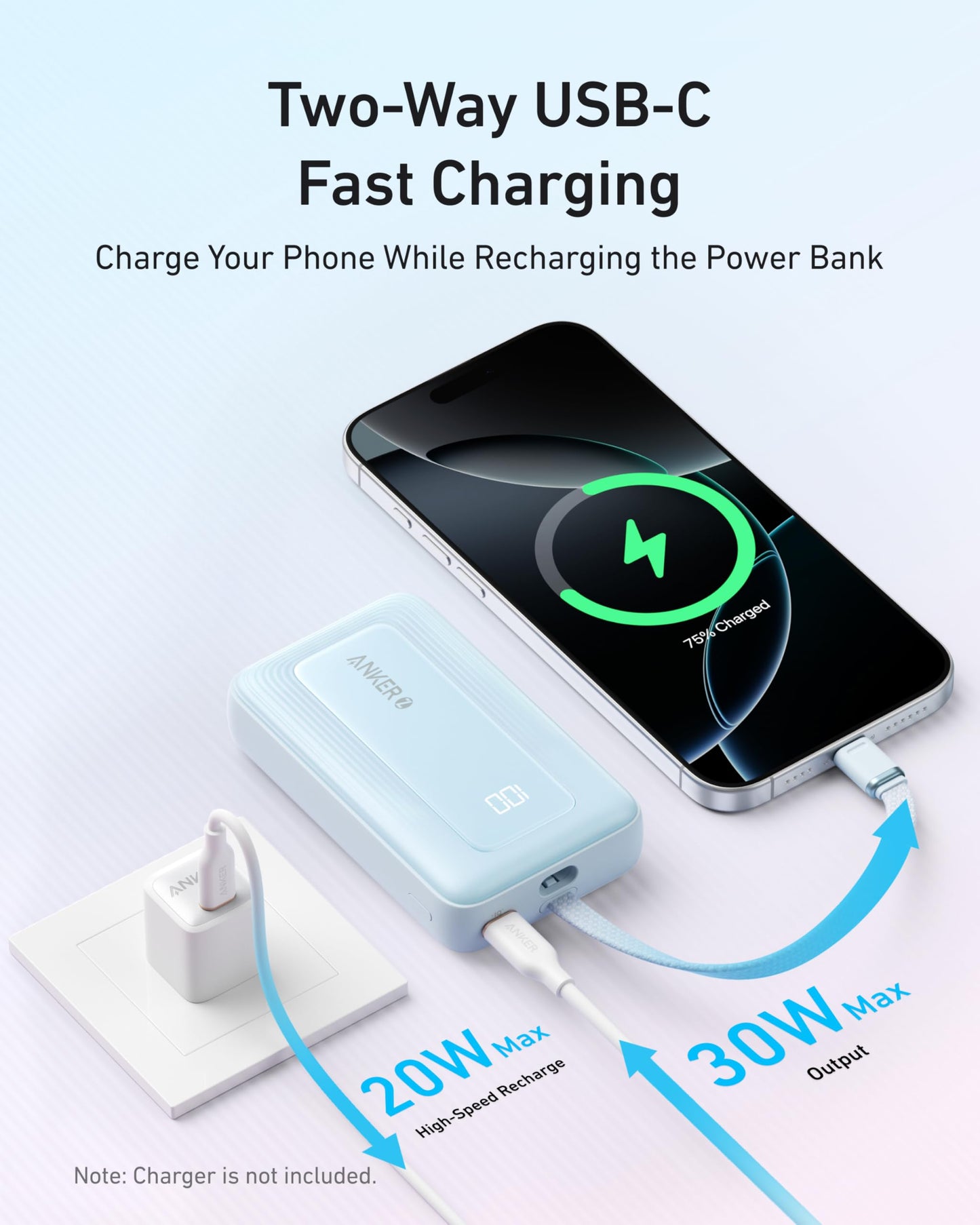 10,000mAh Anker Portable Power Bank with Fast Charging