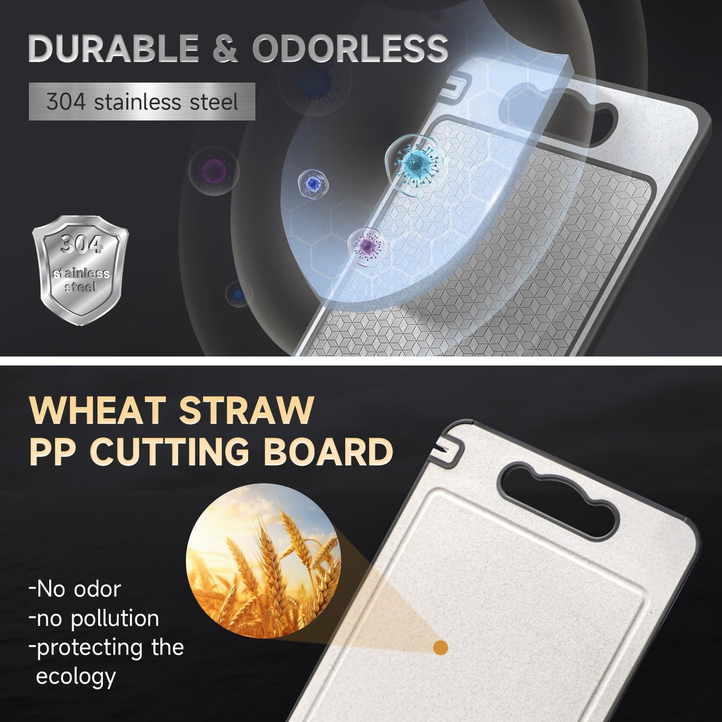 Stainless Steel Non-Slip Cutting Board 15"x10"
