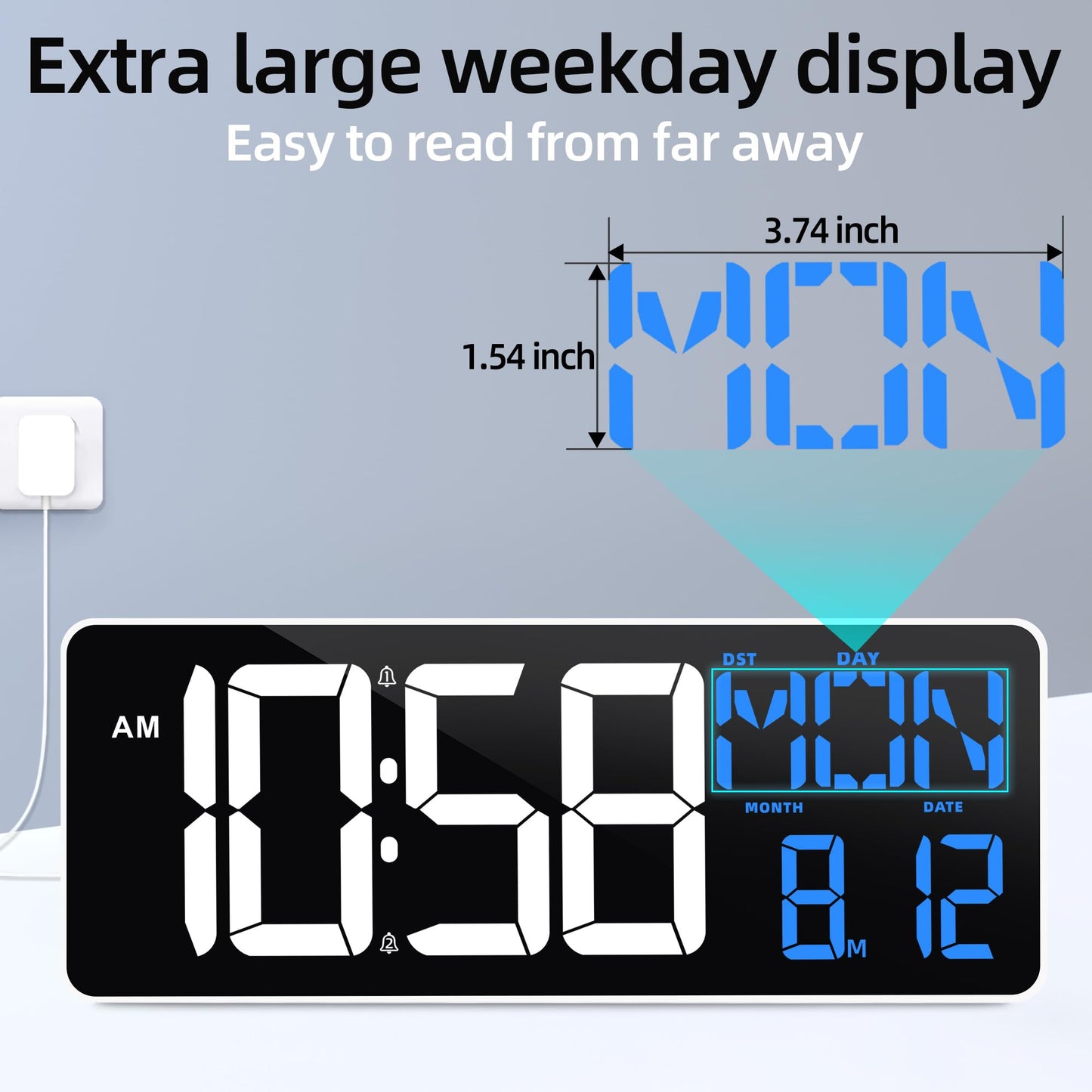 Digital Wall Clock with Remote & Night Light