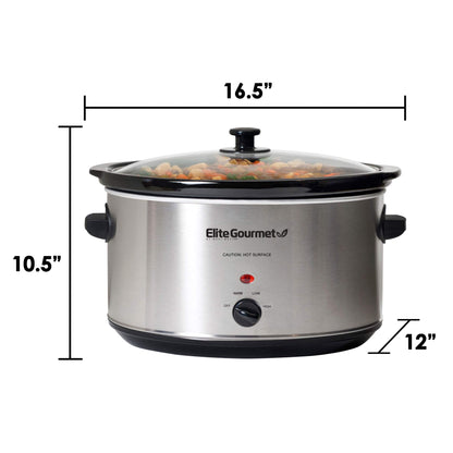 Elite Gourmet 8.5 Quart Stainless Steel Slow Cooker