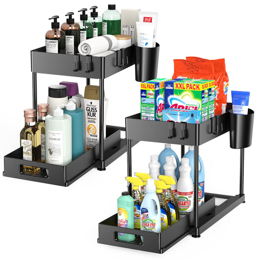 2 Pack Under Sink Organizers with Pull-out Drawers