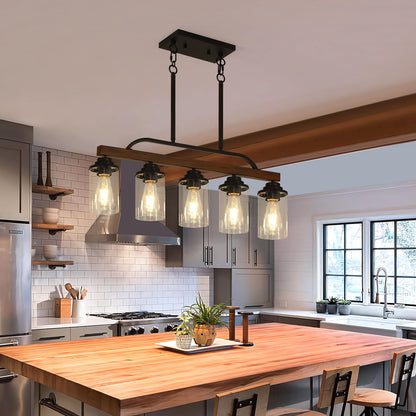 KEESFU 5-Light Farmhouse Pendant Light Fixture